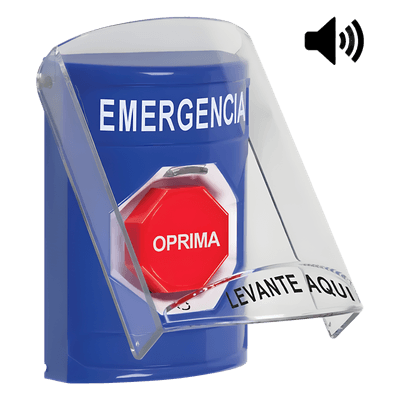 Botón Multipropósito / Superficie / Tapa Policarbonato / Bocina Integrada / Texto Emergencia Español / ADA Compatible / 2.4 in x 3.5 in
