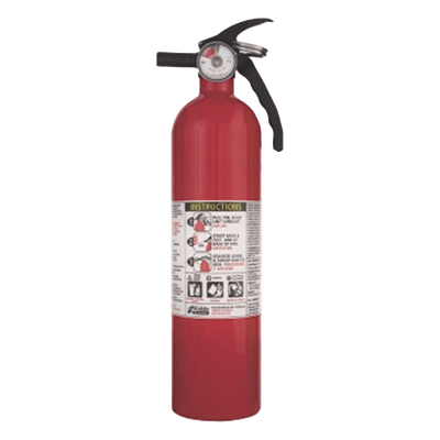 Extintor desechable / Polvo químico seco multipropósito / 2.5 lb / Clase A-B-C / UL 1-A:10-B:C / Soporte de correa plástico