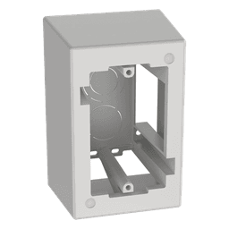 Caja de Pared Superficial / ABS / 133x88.5x69.8 mm / Salidas 1/2-3/4-1 in / Cinta Adhesiva / Blanco