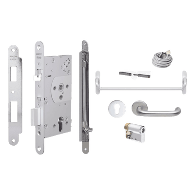 Kit de cerradura electrificada / Perfil angosto / Barra antipánico / Acero inoxidable / Control de acceso