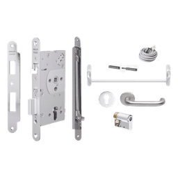 Kit de cerradura electrificada / Perfil angosto / Barra antipánico / Acero inoxidable / Control de acceso