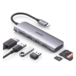 Docking Station USB-C / 6 en 1 / HDMI 4K@30Hz / 3 Puertos USB 3.0 / Lector SD + Micro SD / Aluminio