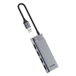 HUB USB 3.2 Gen1 / 4 Puertos USB-A / 5Gbps / Carcasa ABS+PC Metalizado / Cable Nylon 20cm / OTG / LED Indicador