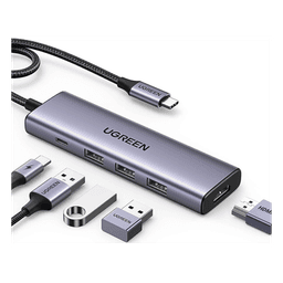 Docking Station USB-C / 5 en 1 / HDMI 2.0 4K@30Hz / 3 USB-A 3.0 5Gbps / PD 100W / Cable 25 cm (9.8 in) / Aluminio