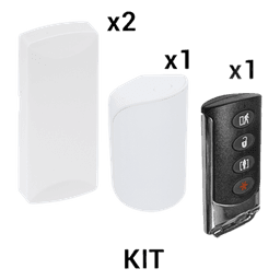 Kit de Sensores Inalámbricos / 2 Contactos Magnéticos / 1 PIR Inmune a Mascotas 38 kg / 1 Llavero Remoto 4 Botones / 433 MHz / Alcance 12 m (39.4 ft)