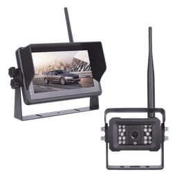 Sistema de Cámara de Reversa Inalámbrico / Monitor Táctil 7" 1024x600 / Transmisión 2.4 GHz / Alcance 200 m (656.2 ft) / IP69K / 12-24 VDC