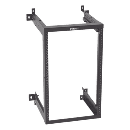 Rack de Montaje en Pared / 19 Pulgadas / 18 UR / Profundidad Ajustable 18/21.5/25 Pulgadas / Rieles Roscados #12-24 Numerados / Acero con Recubrimiento en Polvo
