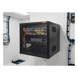 Gabinete de Pared para Rack / 12 UR / 19 Pulgadas / Puerta con Vidrio Templado / 600 mm (23.6 in) Ancho / Ventilación Cruzada / Negro