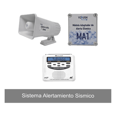 Kit de Alertamiento Sísmico / Radio Meteorológico 7 Canales / Audio 30W / 120 dB / 13.5VDC 2A / 20x13.5x23 cm