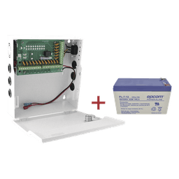 Fuente de Alimentación / 18 Salidas / 20 A / Voltaje Ajustable 11-15 VCC / Batería de Respaldo 12 VCC 7 Ah / Entrada Universal 96-264 VCA
