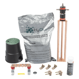 Kit de Puesta a Tierra / 45 A / Resistencia < 2 Ω / Electrodo Magnetoactivo / Compuesto Higroscópico / Brújula y Nivel Integrados