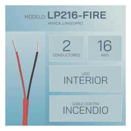 Cable para Incendio / 2x16 AWG / FPLR / UL 1666 Riser / Bobina 305 m (1000 ft) / Cobre 100% / Cubierta Roja