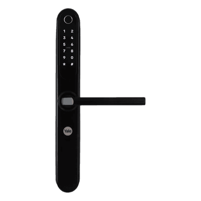 Cerradura Eléctrica Digital / Mecanismo 2885 Negro / 100 Códigos y Huellas / 3 Tarjetas Proximidad / Compatible Alexa y Google / Perfiles Aluminio 1"
