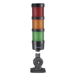 Torre Señalización LED / 3 Niveles Rojo Ámbar Verde / Buzzer 85 dB / 24 VCD / Fija o Intermitente / Base 60 mm / IP53