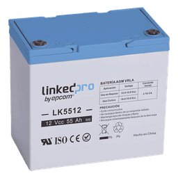 Batería de Respaldo AGM-VRLA / 12 V / 55 Ah / Vida Útil 5 Años / Terminales T2 / Certificación UL