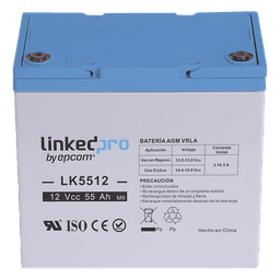 Batería de Respaldo AGM-VRLA / 12 V / 55 Ah / Vida Útil 5 Años / Terminales T2 / Certificación UL