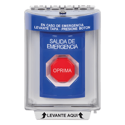 Botón Multipropósito / Salida de Emergencia / Reset Neumático / Sin Bocina / Texto Español / Tapa Policarbonato / 2 Relevadores Forma C / Interior-Exterior / -40°C a 121°C