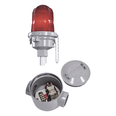 Relevador de transferencia / Doble lámpara / Aluminio diecast / Resistencia viento 240 km/h / -55°C a +55°C / 31.8 mm (1 1/4') entrada