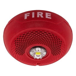 Bocina con Lámpara Estroboscópica LED / Montaje en Techo / Lente Rojo / Candela Seleccionable / 25-70.7 VRMS / 1/4-2 W