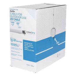 Cable UTP Cat5e / 305 m (1000 ft) / Exterior UV / 24 AWG Cobre Sólido / Fast Ethernet / PoE / Blanco