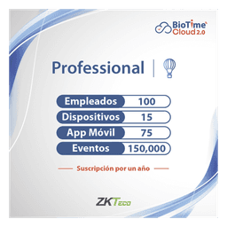 Licencia Cloud / 100 Usuarios / 15 Dispositivos / Gestión de Asistencia / Anual