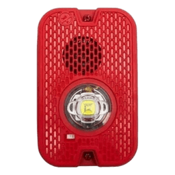 Sirena Estroboscópica LED / 2 Hilos / Montaje en Pared / 16 a 24 Vcd / Candela Seleccionable / Exterior / Rojo
