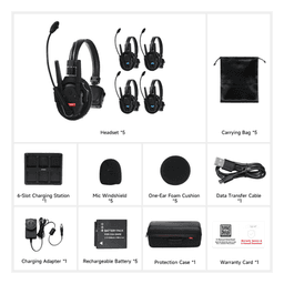 Kit Intercomunicadores Inalámbricos / Full-Duplex Simultáneo / Alcance 500 m (1640 ft) / Latencia 80 ms / AEC 2.0 / Batería 24 Hrs / USB-C / Hasta 13 Unidades