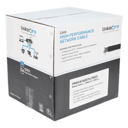 Bobina de Cable UTP / Cat6 / 305m (1000 pies) / Doble Forro / Exterior / Climas Extremos / Negro
