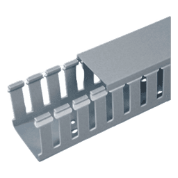 Canaleta Ranurada de PVC / 1.75 in Ancho / 2.11 in Alto / 6.56 ft Largo / Tipo F / UL94 V-0 / Gris