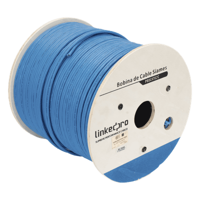 Bobina de Cable Siamés Cat6 UTP / 100% Cobre / 2 Conductores 18 AWG / 152 Metros (500 Pies) / Exterior UV-Rated / 250 MHz