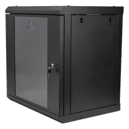 Gabinete de Pared / 12U / 19" / 455 mm Profundidad / Cristal Templado / 80 kg Carga / 1.99 x 2.04 x 1.57 pies