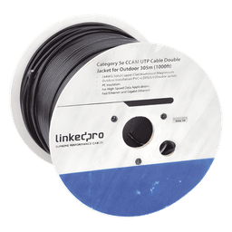 Cable UTP Cat6 / 305 m (1000 ft) / 23 AWG / CCA / Doble Forro PVC+LDPE / 250 MHz / Uso Intemperie / Sin Blindaje