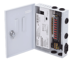 Fuente de Alimentación Profesional / 9 Canales / 16 A Total / 11-15 VCC Ajustable / 200 W / Filtro de Ruido por Canal