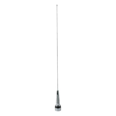 Antena Móvil VHF/UHF / Banda Ancha 132-512 MHz / 150 Watts / 55 cm / Montaje 3/4 NMO con Resorte