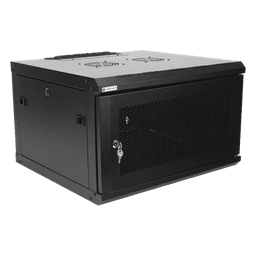 Gabinete de Pared 19 in / 6U / Profundidad 455 mm / Carga 60 kg / Puerta Perforada / 2 Ventiladores / Panel Cepillo