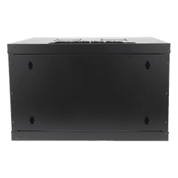 Gabinete de Pared 19 in / 6U / Profundidad 455 mm / Carga 60 kg / Puerta Perforada / 2 Ventiladores / Panel Cepillo