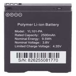 Batería de Respaldo / 2500 mAh / 3.8 VCC / Litio de Alta Densidad / 40 x 40 x 14 mm