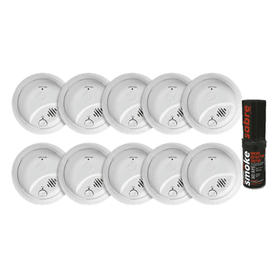 Kit de Detectores de Humo Autónomos / Sensor por Ionización / Alarma 85 dB / Humo Sintético Incluido / Batería Lateral