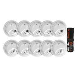 Kit de Detectores de Humo Autónomos / Sensor por Ionización / Alarma 85 dB / Humo Sintético Incluido / Batería Lateral