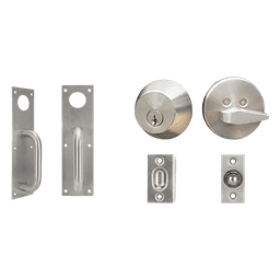 Kit de Herraje para Puerta / Jaladera 30 cm (11.8 in) / Cerrojo B500P con Llave Mariposa / Pestillo de Bola Ajustable / Acero Inoxidable y Cromo