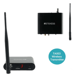 Transmisor Inalámbrico Silent Disco / Entrada RCA y Micrófono Simultánea / Alcance 300 m (984 ft) / Batería 1000 mAh / Autonomía 12 Horas / Carga Type-C