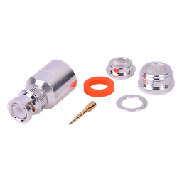 Conector Coaxial BNC Macho / Ensamble por Rosca / Cuerpo Bronce Plateado / Contacto Oro / Aislante Teflón / Cables RG8/U, LMR-400, CNT-400
