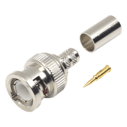 Conector BNC Macho / Anillo Plegable / RG-8/X / LMR-240 / Belden 9258 / Cuerpo Bronce Niquelado