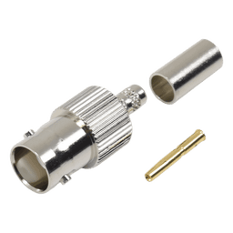 Conector BNC Hembra / Anillo Plegable / Bronce Niquelado / Contacto Oro / Teflón / LP-195, LP-142, RG-58/U, RG-142/U