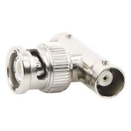Adaptador RF en T / BNC Macho a Doble BNC Hembra / 50 Ohm / Cuerpo Troquelado Niquelado / Contacto Oro / Aislante Delrin