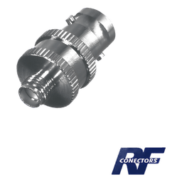 Adaptador de Conector RF / BNC Hembra a SMA Hembra / Montaje en Línea / Cuerpo Niquelado / Contacto de Oro / Aislante de Teflón