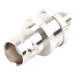 Adaptador de Conector RF / BNC Hembra a SMA Hembra / Montaje en Línea / Cuerpo Niquelado / Contacto de Oro / Aislante de Teflón