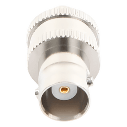Adaptador de Conector RF / BNC Hembra a SMA Hembra / Montaje en Línea / Cuerpo Niquelado / Contacto de Oro / Aislante de Teflón