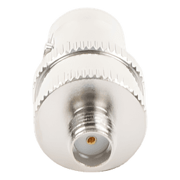 Adaptador de Conector RF / BNC Hembra a SMA Hembra / Montaje en Línea / Cuerpo Niquelado / Contacto de Oro / Aislante de Teflón