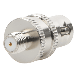 Adaptador RF Coaxial / BNC Hembra a SMA Hembra / Montaje en Línea / Cuerpo Niquelado / Contacto Oro / Aislante Teflón